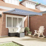 Retractable Awning Manual Blue and White 300x250 cm Fabric 3329911