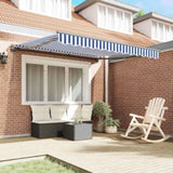 Retractable Awning Manual Blue and White 300x250 cm Fabric 3329911