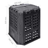 Garden Composter Black 68.9x68.9x83.9 cm 360 L 146275