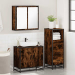 ZNTS 3 Piece Bathroom Furniture Set Smoked Oak Engineered Wood 3301007