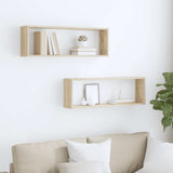 Wall Cube Shelf 2 pcs Sonoma Oak 80x15x26.5 cm Engineered Wood 807115