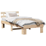 Bed Frame with Headboard Natural 90 x 200 cm Solid Pine Wood 872458