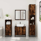 3 Piece Bathroom Furniture Set Smoked Oak Engineered Wood 3300947