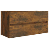 Sink Cabinet Smoked Oak 90x38.5x45 cm Engineered Wood 815654