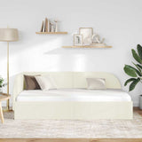 Corner Bed Frame with Headboard Cream 100 x 200 cm Velvet 42016663