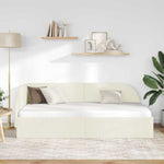 Corner Bed Frame with Headboard Cream 90 x 200 cm Velvet 42016653