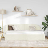Corner Bed Frame with Headboard Cream 80 cm x 200 cm Velvet 42016633
