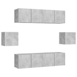 6 Piece TV Cabinet Set Concrete Grey Engineered Wood 3079102