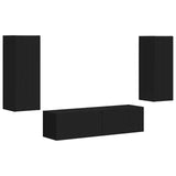 TV Cabinet Set 2 pcs Black Engineered Wood 3408971