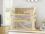 Wooden Hamster Cage with Detachable 32cm Deep Bottom, Hut, Seesaw, Exercise Wheel, Ramp, 60 x 40 x T3398P350109