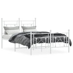 Metal Bed Frame without Mattress with Footboard White 120x190cm 374403