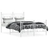 Metal Bed Frame without Mattress with Footboard White 120x190cm 374403