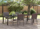 Garden Dining Set 5 pcs Brown Powder-Coated Steel 3379400