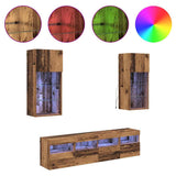 TV Wall Units with LED Old Wood Engineered Wood 3402980