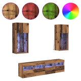 TV Wall Units with LED Old Wood Engineered Wood 3402980