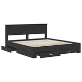 Bed Frame Black and Silver 200 x 200 cm Engineered Wood 3408223