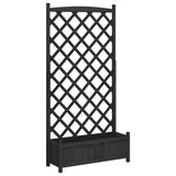 Planter with Trellis Black Solid Wood Fir 365493