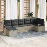 Sofa Set with Cushion with Storage 7 pcs Light Grey Poly Rattan 3359201