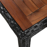9 Piece Outdoor Dining Set Poly Rattan and Acacia Wood Black 43936