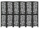 Room Divider 6 Panels Black Solid Wood Paulownia 358763
