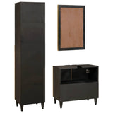 Bathroom Cabinet Set 3 pcs Black and Gold Solid Mango Wood 3310025