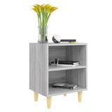 Bed Cabinets with Solid Wood Legs 2 pcs Grey Sonoma 40x30x50 cm 813101