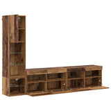 TV Wall Unit with LED 4 pcs Old Wood Engineered Wood 3402965