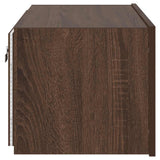 TV Wall Cabinet with LED Lights Brown Oak 60x35x31 cm 837279