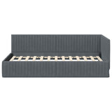 Corner Bed Frame with Headboard Dark grey 100 x 200 cm Velvet 42016277