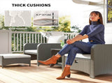 Five Piece Rattan Garden Furniture Set with 2-Tier Coffee Table and Ottomans - Cream White T3398P377537