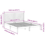 Extra Long Bed Frame without Mattress White 140x210 cm Solid Wood 3309300