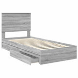 Storage Bed with Drawer Grey Sonoma 90 x 200 cm Engineered Wood 3409599