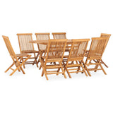 9 Piece Folding Outdoor Dining Set Solid Teak Wood 3059969