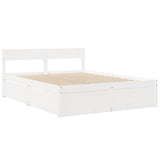 Bed Frame without Mattress White 150x200 cm King Size Solid Wood Pine 3282346