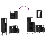 ZNTS 3 Piece Bathroom Furniture Set Black Engineered Wood 3214815