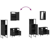 ZNTS 3 Piece Bathroom Furniture Set Black Engineered Wood 3214815