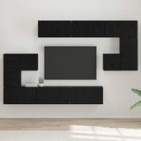 TV Cabinet Set Wall-mounted 10 pcs Black Oak Engineered Wood 3393319