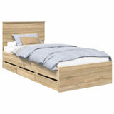 Bed Frame with Drawer Sonoma Oak 100 x 200 cm Engineer Wood 3408014
