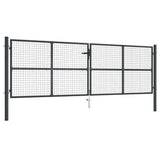 Mesh Garden Gate Galvanised Steel 400x125 cm Grey 145778