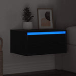 ZNTS Wall-mounted Bedside Cabinet with LED Lights Black Oak 860213