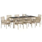 Garden Dining Set 9 pcs Beige Poly rattan 3334893