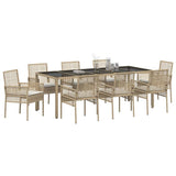 Garden Dining Set 9 pcs Beige Poly rattan 3334893
