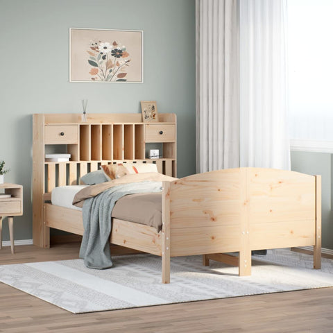ZNTS Bookcase Bed without Mattress 120x190 cm Small Double Solid Wood Pine 3323155