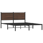 Metal Bed Frame without Mattress Brown Oak 140x200 cm 4007766