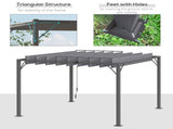 3 x 3 Outdoor Pergola with Retractable Roof, Aluminium Louvered Patio Gazebo Canopy for Lawn T3398P323905