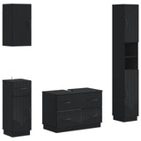 4 Piece Bathroom Cabinet Set HOORN Black Engineered Wood 3417955