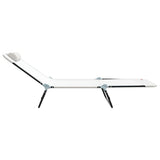 Folding Sun Lounger 2 pcs Cream 182 x 55 x 85.5 cm Textilene 42003157