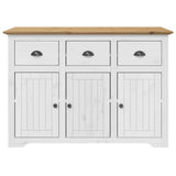 Sideboard BODO White and Brown 115x43x79.5 cm Solid Wood Pine 355066