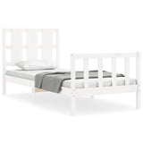 Bed Frame without Mattress White Small Single Solid Wood Pine 3192192