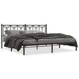 Metal Bed Frame without Mattress with Headboard Black 193x203cm 376134